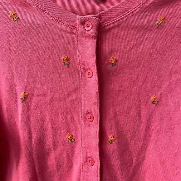 Rafaella Women's 100% Cotton Pink Tiny Flower Embroidered Cardigan Long Sleeve P - Picture 3 of 8